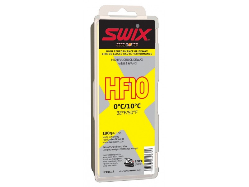 Парафин для лыж Swix HF10X с высоким содержанием фторуглерода 0°С/+10°С (180гр.)